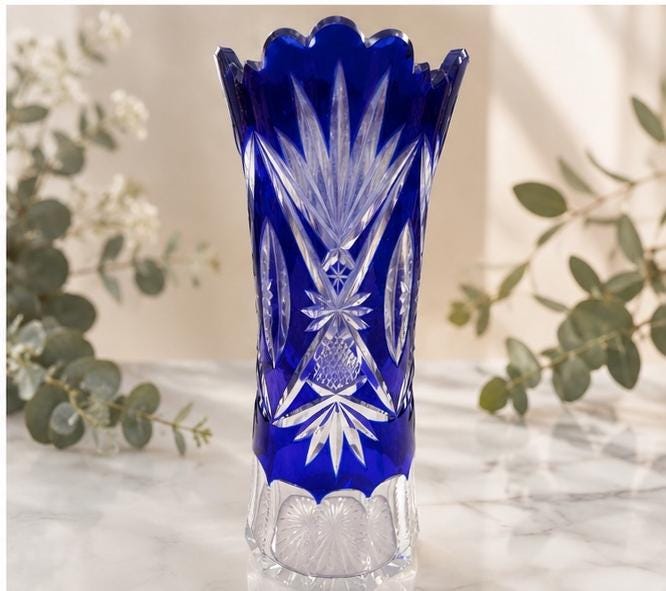5147 美品 レア Val Saint Lambert 花瓶 クリスタル Val Saint Lambert Blue - Etsy