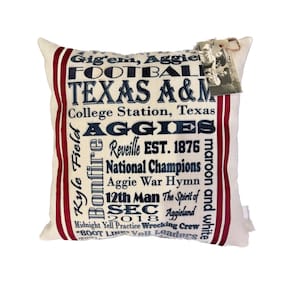 A&M Aggie Subway Pillow | Decorative Throw Pillow | Complete with Insert or Cover Only