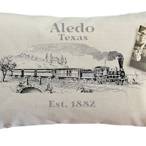 Aledo and Vintage Train Pillow Decorative Throw Pillow Complete with Insert or Cover Only image 1