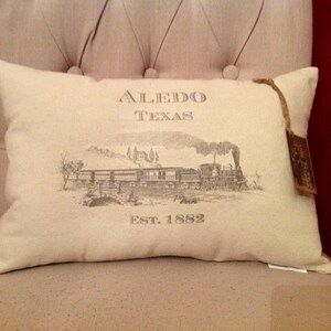 Aledo and Vintage Train Pillow Decorative Throw Pillow Complete with Insert or Cover Only image 2