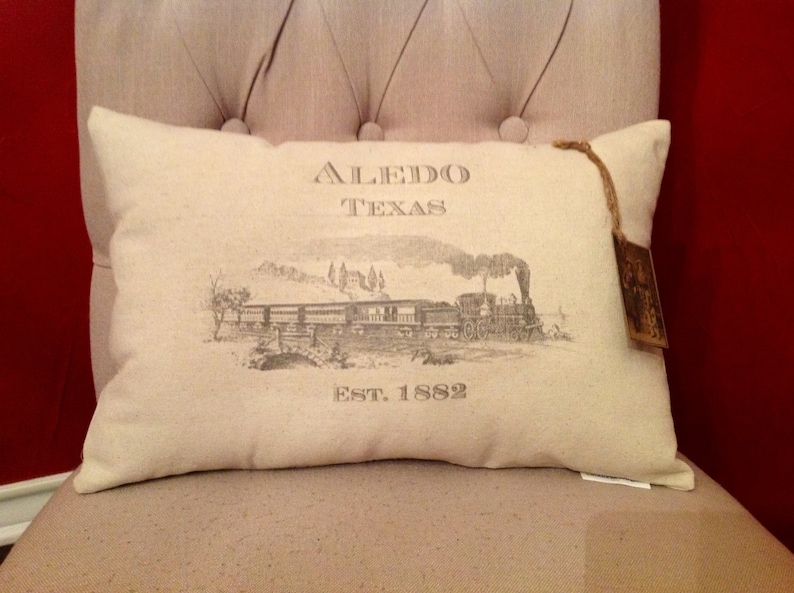 Aledo and Vintage Train Pillow Decorative Throw Pillow Complete with Insert or Cover Only image 2