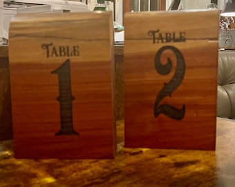 Live Edge Cedar Wedding Table Numbers