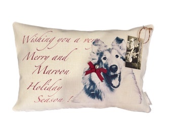 Holiday|Christmas|Texas A&M Reveille Christmas Pillow "Wishing you a Merry and Maroon Holiday Season"