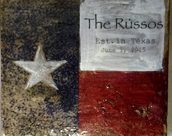 Personalized Rustic Texas Flag Coasters