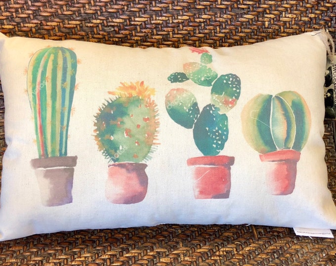 Colorful Cactus Pillow | Decorative Throw Pillow | Complete with Insert or Cover Only