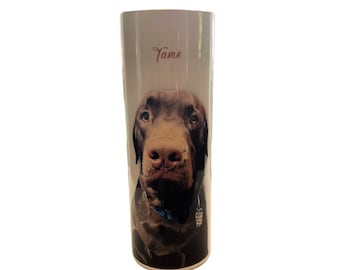 Personalized Portrait or Image on a Stainless Steel 20oz Skinny Double-Walled Tumbler with Lid and Straw