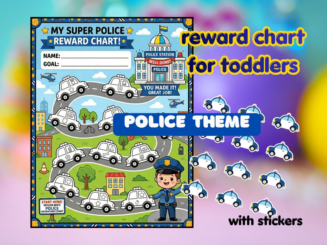 Printable Police Car Reward Chart For Toddlers Goal Tracker Officer 
