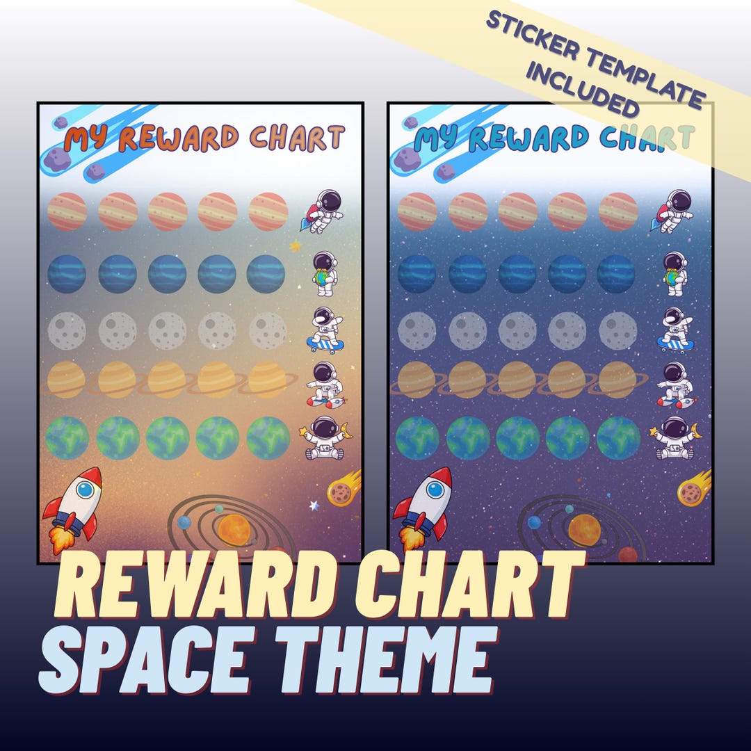 Space Reward Chart for Kids | 5 Planets Goals | Galaxy Behavior Tracker ...