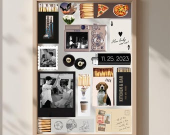 編集可能なマッチ箱ポスターテンプレート（デザイン6種類＋ボーナス） - DIY Canvaカップルギフト、パーソナライズされたマッチ箱ウォールアート印刷可能