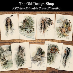 Hiawatha Printable ATC Journal Cards Junk Journal Ephemera Cardmaking Supply Digital Ephemera Mini Papers Digital Download JPG Format