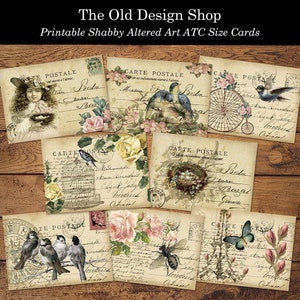 Druckbare Ephemera für Junk Journals Kartenherstellung Scrapbooking Shabby veränderte Postkarten ATC Größe Neutral Ephemera Digitaler Download JPG
