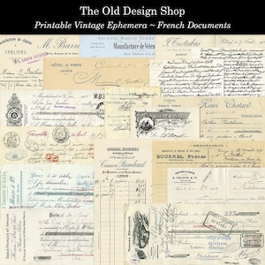 Vintage Franse documenten Afdrukbare Junk Journal Cardmaking Supply Neutrale Ephemera Digitale Download Collagebladen JPG-indeling