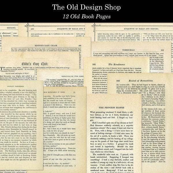 12 Old Book Pages Yellowed Aged Variety of Vintage Paper Commercial Use Digital Download JPG Format