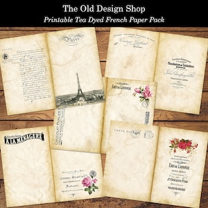 French Junk Journal handtekeningpagina's thee geverfd afdrukbare plus inktbespaarder printables Paper Pack vintage Franse graphics junk Journal Supply JPG