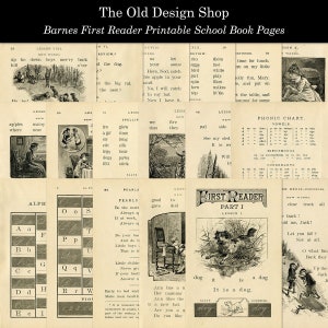 Vintage Schulreader Bedruckbare Buchseiten für Junk Journals Kartenherstellung Versorgung Neutrale Ephemera Kommerzielle Nutzung Digitaler Download JPG-Format