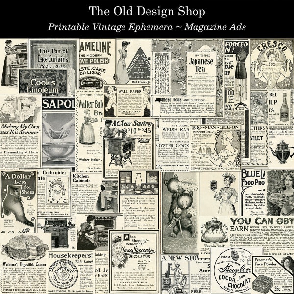 Magazine Advertisements Set 1 Vintage Printable Ads Ephemera Digital Download Collage Sheets