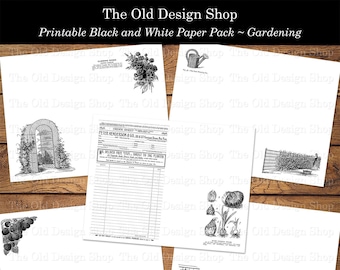 Junk Journal Pages Ink Saver Printables Garden Gardening Clipart Papers Plus Coffee Dyed Paper Pack Junk Journal Supplies Instant Download