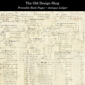 20 antike handgeschriebene Ledger Seiten druckbare Vintage Buchseiten für Junk Journals Kartenherstellung Versorgung Collage Papiere Digitaler Download JPG