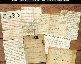 Junk Journal Ephemera Printable Handwritten Neutral ATC Size Journal Cards Digital Download