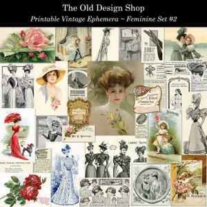 Afdrukbare vrouwelijke ephemera Set 2 voor ongewenste tijdschriften Cardmaking Supply Vintage Lady Graphics commercieel gebruik digitale download JPG-indeling