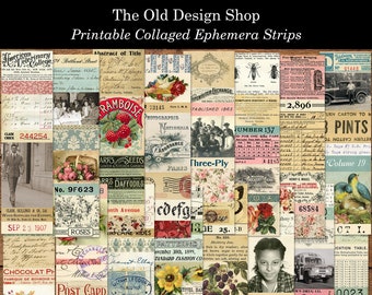 Collaged Ephemera Strips Printable Ephemera for Junk Journals Cardmaking Supply Collage Vintage Graphics Digital Download Ephemera JPG Files