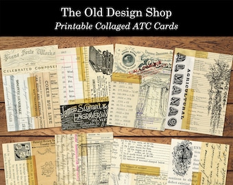 Shabby and Aged Collaged Craft Printable ATC Cards Digital Download