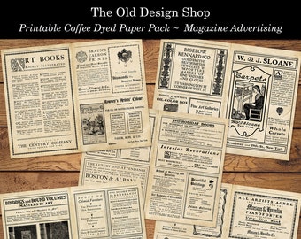 Vintage Magazine Advertisements, Printable Junk Journal Signatures, Digital Download