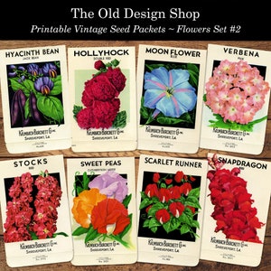 Printable Vintage Seed Packets, Instant Download Collage Sheet SKU 0023