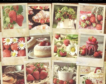 Printable Vintage Polaroid Pictures Retro Strawberries Strawberry Photographs Junk Journal Ephemera Cardmaking Supply Digital Download JPG