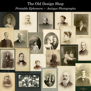 Druckbare Antike Fotografien Vintage Menschen Porträtbilder Shabby getragen alte Fotos PLUS einzelne PNG-Dateien im Digitalen Download enthalten