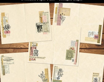 Vintage Collage Junk Journal Pages, Printable Ephemera (Digital Download)