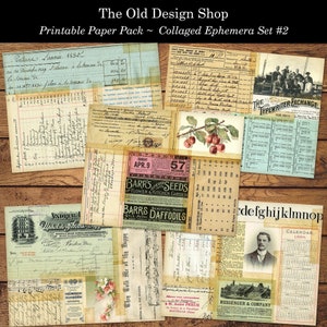 Collaged Ephemera Hintergrundpapier Pack 2 Vintage inspiriert 8.5 x 11 ”Printable Junk Journal Unterschrift Scrapbook Papier Digitaler Download