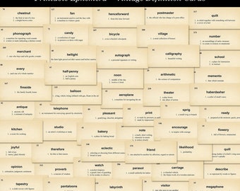 Dictionary Definition Cards Printable Aged Vintage Ephemera Digital Collage Sheets JPG Format