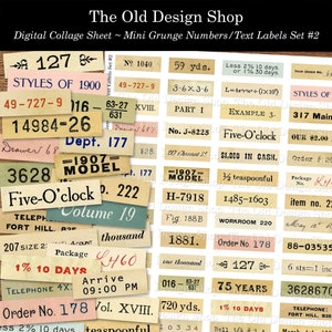 Nummerlabels sjofele mini-nummers en tekstlabellabels Set 2 afdrukbaar digitaal collagevel
