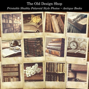 Printable Books Book Pictures Shabby Photos Aged and Worn Vintage Polaroid Style Journal Ephemera Digital Download