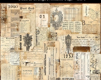 Neutral Grunge Tag Set 4 Shabby Grunge Tags Printable Ephemera Tags Junk Journal Supply Cardmaking Supply Digital Download Ephemera JPG PNG