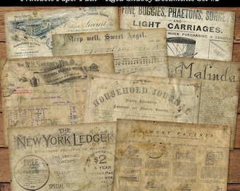 Junk Journal Paper Pack Printable Pages Distressed Antique Vintage Inspired Shabby Grunge Scrapbooking Background Paper Digital Download