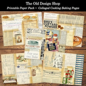 Receita para impressão Cozinhar Assar Junk Journal Paper Pack 8,5 x 11” Páginas Download digital