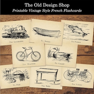 Druckbare Karteikarten Französisch Retro Vintage Stil Karteikarten Neutrale Ephemera für Junk Journals Kartenherstellung Versorgung Digitaler Download JPG-Format