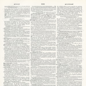Printable Dictionary Old Book Page Definition for Proverb Proverbial Provide Providence Province Commercial Use Digital Download JPG Format