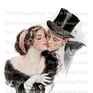 Harrison Fisher Printable Romance Art Titled Happy Moments for Cardmaking Junk Journals Commercial Use Vintage Lady Graphics Digital JPG