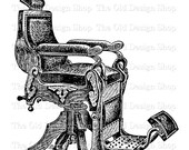 Antique Barber Chair Vintage Commercial Use Clip Art Illustration Digital Stamp Transfer Image PNG JPG