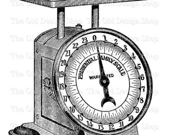Kitchen Weigh Scale Clipart, Printable Vintage Kitchen Sublimation, Digital Download PNG, JPG