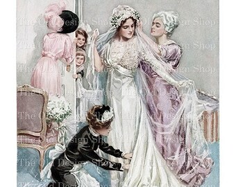 Harrison Fisher Vintage Bride Printable Vintage Lady Graphics for Junk Journal Supply Cardmaking Supply Commercial Use Digital Download JPG