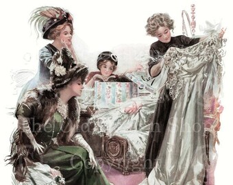Harrison Fisher Printable Vintage Lady Art Titled The Trousseau for Cardmaking Junk Journals Commercial Use Digital Download JPG File