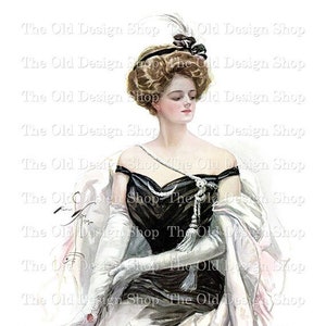 Harrison Fisher Vintage Lady Grafiken für die Kartenherstellung Junk Journals Elegant in schwarz Vintage druckbare Kunst Kommerzielle Nutzung Digitaler Download