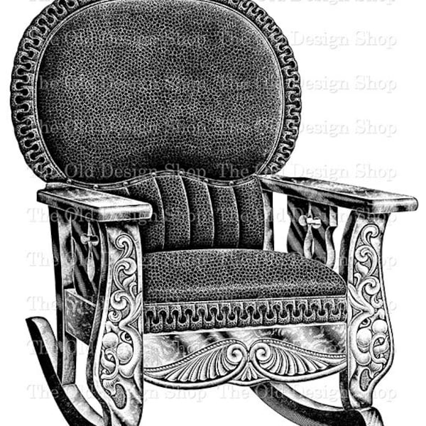 Vintage Rocking Chair Clipart Antique Furniture Graphics for Cardmaking Junk Journals Sublimation Transfer Commercial Use Digital PNG File