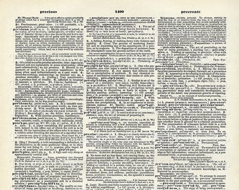 Printable Dictionary Page Precious Precipitation Precise Vintage Book Sheet Commercial Use Digital Download JPG Format