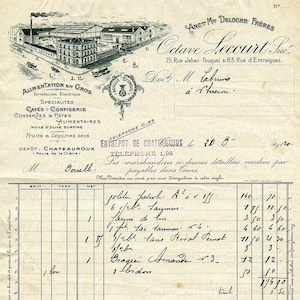 Antike französische Rechnung Vintage Ephemera Quittung Dez 1920 Kommerzielle Nutzung Digitaler Download JPG Bild