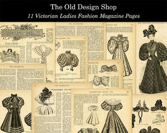 Printable Vintage Fashion Graphics Old Book Pages for Junk Journal Supply Cardmaking Supply Full Commercial Use High Resolution JPG Format